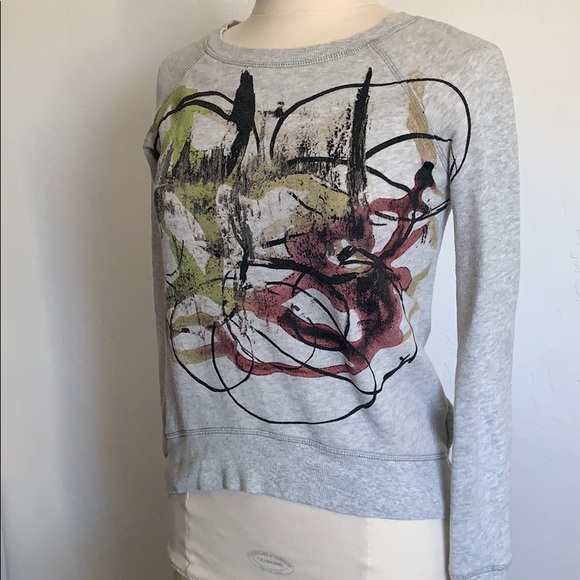 Neiman Marcus Gray Abstract Print Sweatshirt - Picture 2 of 5